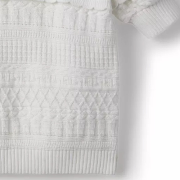 JANIE AND JACK KIDS GIRLS WHITE JET IVORY PUFF SLEEVE SCALLOP SWEATER TOP SZ 12 - Picture 3 of 10